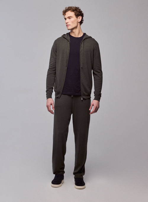 Grüne Kapuzenweste mit langen Ärmeln aus Bio-Baumwolle / Elasthan - MAJESTIC FILATURES