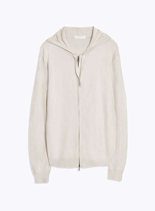 Gilet Beige Col Capuche Manches Longues en Coton organique / Elasthanne - MAJESTIC FILATURES
