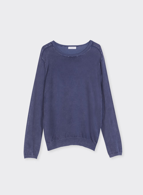 "Pullover mit Rundhalsausschnitt und langen Ärmeln aus organischer Baumwolle / Elastan" - MAJESTIC FILATURES