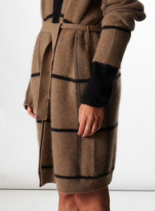 Gilet Bison / Noir Col Capuche Manches Longues en Raccon wool / Polyamide - MAJESTIC FILATURES