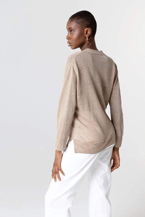 Polo Désert Manches Trois quarts en Lin - MAJESTIC FILATURES