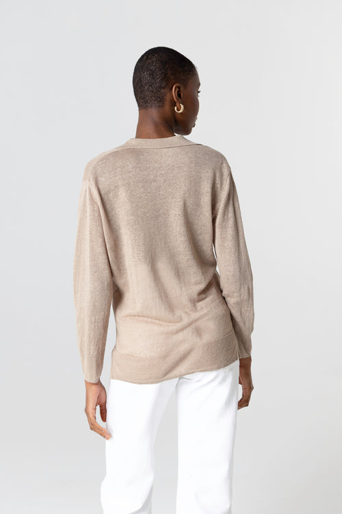 Polo Désert Manches Trois quarts en Lin - MAJESTIC FILATURES