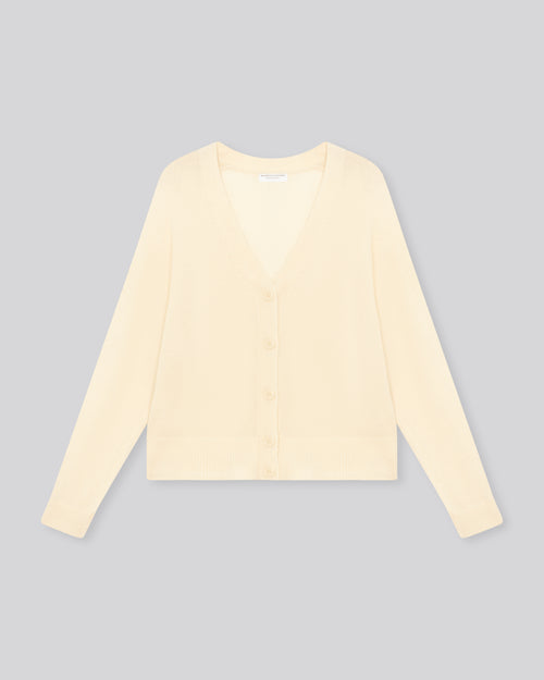 Weste Weiß V-Ausschnitt Langarm - MAJESTIC FILATURES