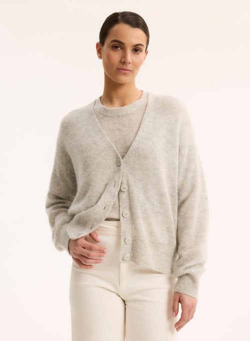 Pull Gris Col Rond Manches Coudes - MAJESTIC FILATURES