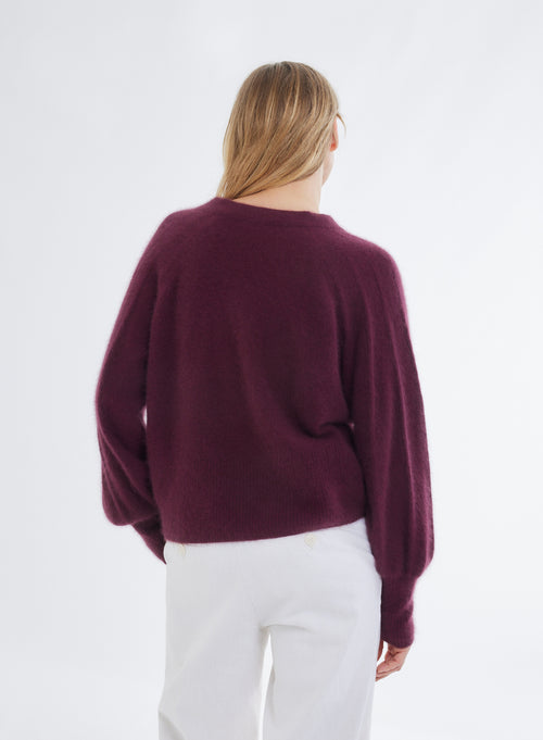 Pull Rouge Col V Manches Raglan longues - MAJESTIC FILATURES