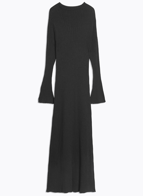 Robe Longue Noire Manches Longues - MAJESTIC FILATURES