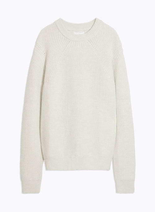 Pull Blanc Col Rond Manches Longues en 100% Laine Merinos - MAJESTIC FILATURES