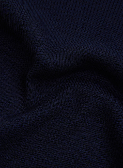 Pull Marine Col Roulé Manches Longues - MAJESTIC FILATURES