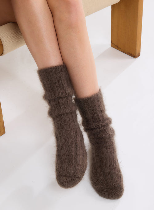 Chaussettes Marrons en Mohair - MAJESTIC FILATURES