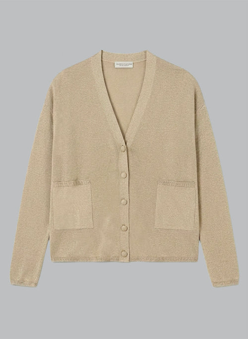 Gilet Doré Col Boutonné Manches Longues en Acetate / Fibre métallisée / Polyamide - MAJESTIC FILATURES