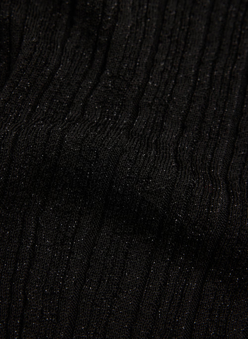 Pull Noir Col Rond Manches Coudes - MAJESTIC FILATURES