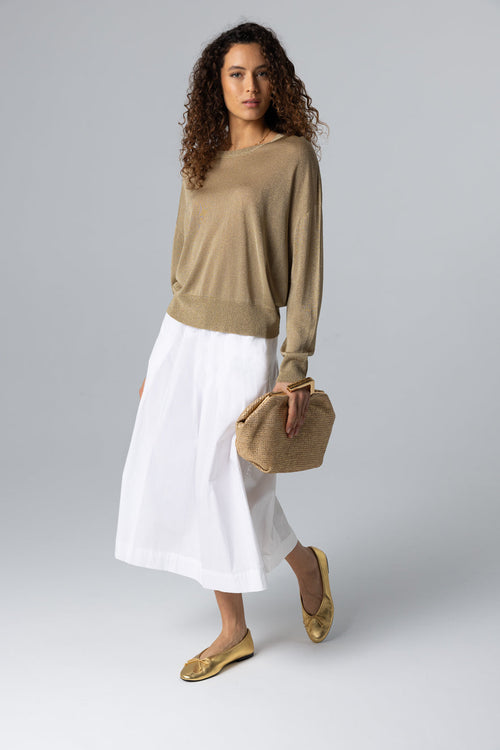 Pull doré Col Rond Manches Longues en Acetate / Fibre metallisee / Polyamide - MAJESTIC FILATURES