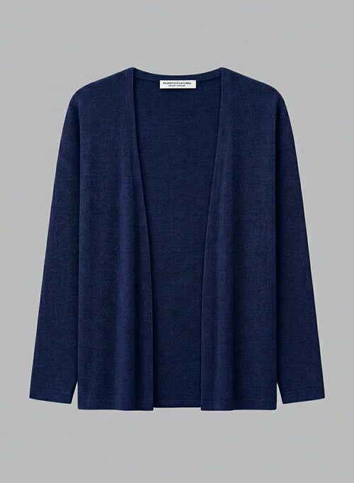 Strickjacke mit V-Ausschnitt und langen Ärmeln aus Kaschmir in Marineblau - MAJESTIC FILATURES
