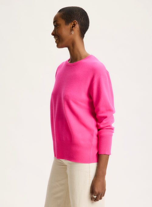 Pullover Rosa Rundhalsausschnitt Langarm - MAJESTIC FILATURES