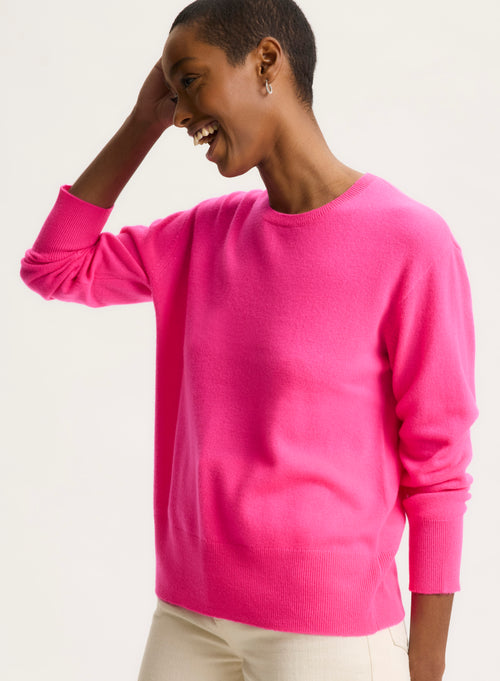 Pullover Rosa Rundhalsausschnitt Langarm - MAJESTIC FILATURES