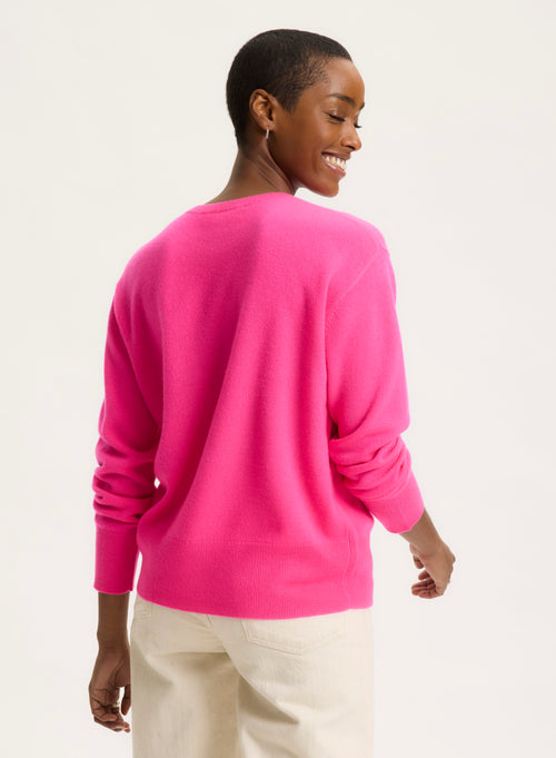 Pullover Rosa Rundhalsausschnitt Langarm - MAJESTIC FILATURES