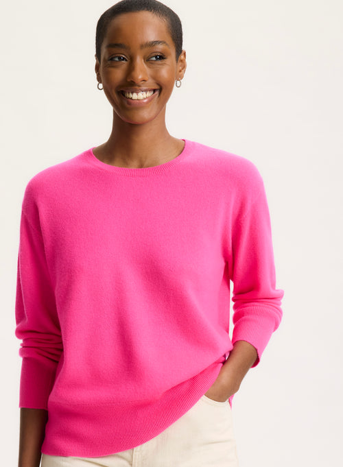 Pullover Rosa Rundhalsausschnitt Langarm - MAJESTIC FILATURES