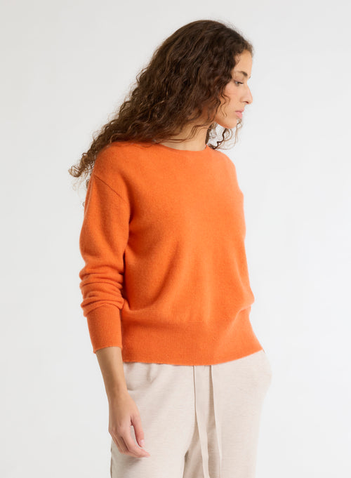 Pull orange Col Rond Manches Longues - MAJESTIC FILATURES