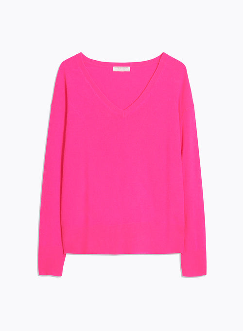 Pull Rose Col V Manches Longues - MAJESTIC FILATURES