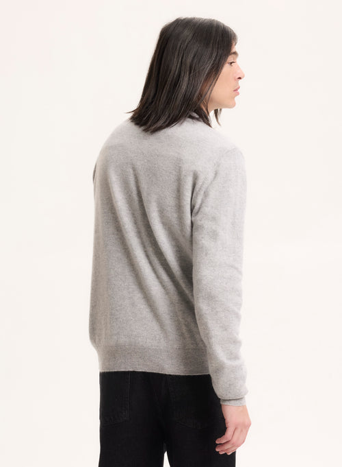 Pull Gris Col V Manches Longues - MAJESTIC FILATURES