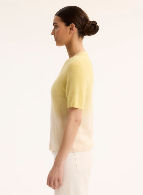 Pull Jaune Col Rond Manches Courtes - MAJESTIC FILATURES