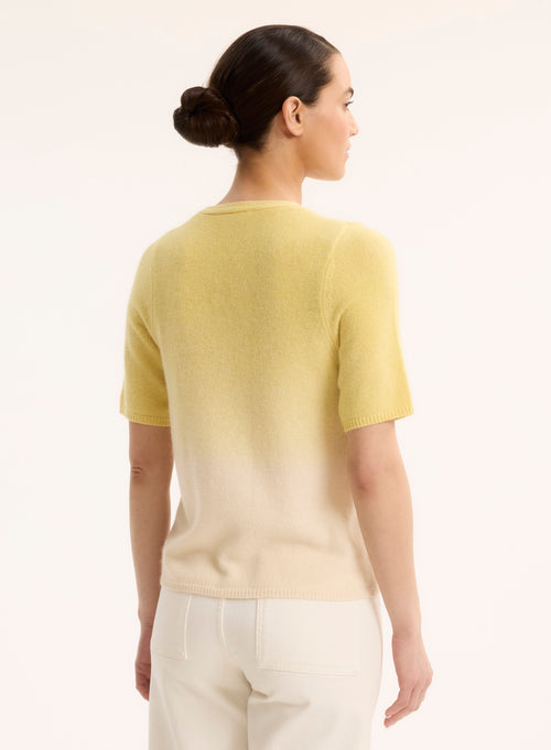 Pull Jaune Col Rond Manches Courtes - MAJESTIC FILATURES