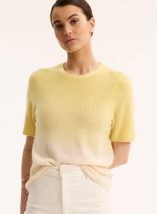 Pull Jaune Col Rond Manches Courtes - MAJESTIC FILATURES