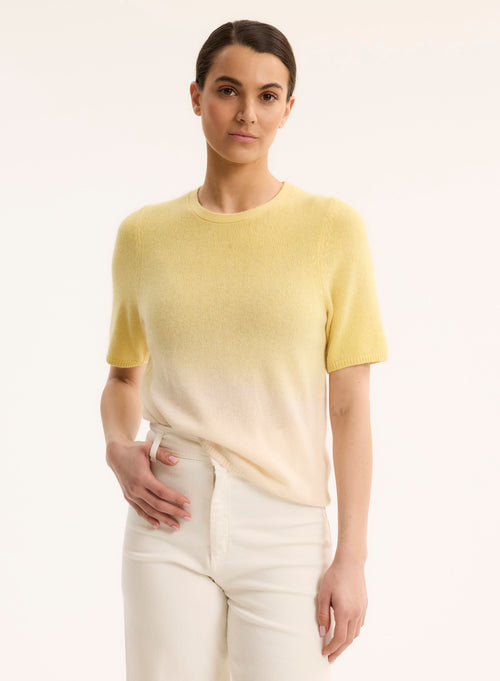 Pull Jaune Col Rond Manches Courtes - MAJESTIC FILATURES