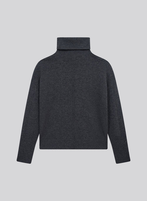 Pull Gris Col Roulé Manches Longues en Laine merinos - MAJESTIC FILATURES