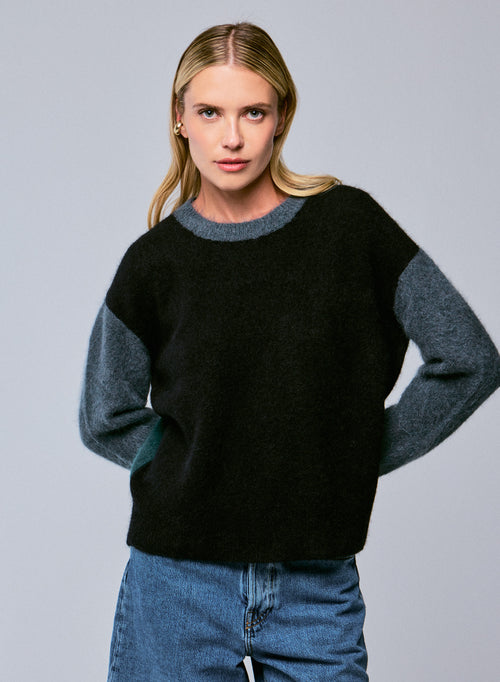 Pull multicouleur Col Rond Manches Longues en Alpaga / Polyamide / Elasthanne - MAJESTIC FILATURES