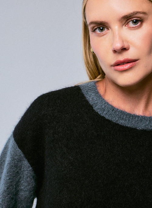 Pull multicouleur Col Rond Manches Longues en Alpaga / Polyamide / Elasthanne - MAJESTIC FILATURES