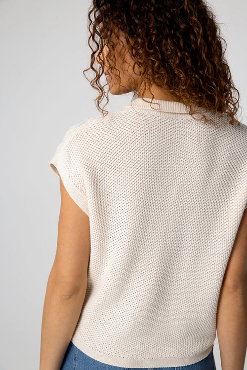 Ärmelloses Polohemd Baumwolle in Weiß - MAJESTIC FILATURES