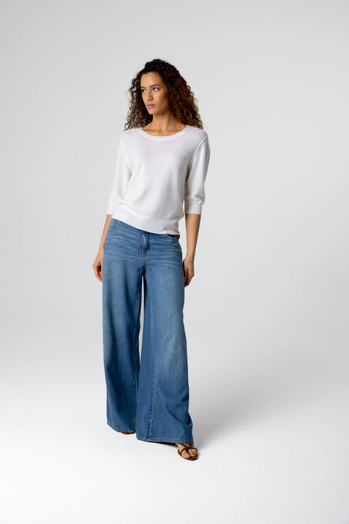 Pull Milk Col Rond Manches Coudes en Laine merinos extrafine - MAJESTIC FILATURES