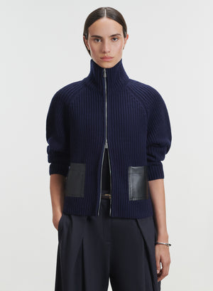 Gilet en cuir et laine mérinos