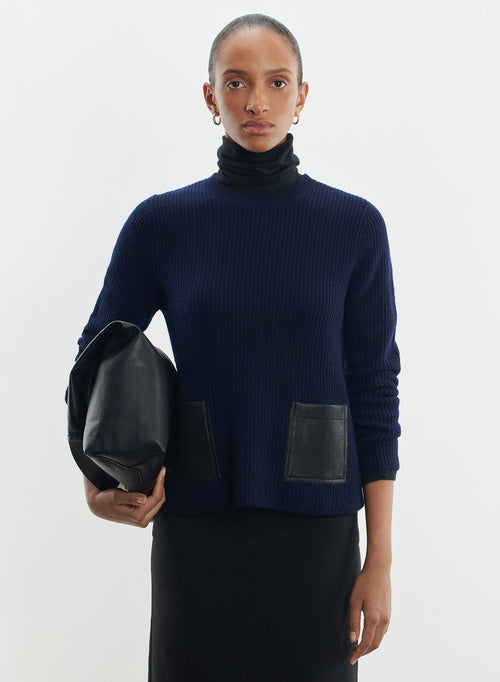 Pull en cuir et laine mérinos - MAJESTIC FILATURES