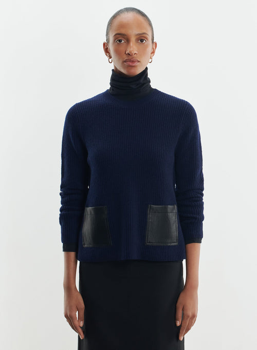 Pull en cuir et laine mérinos - MAJESTIC FILATURES