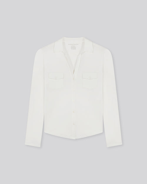 Weißes Anna 2-Pocket-Hemd aus Viskose und Elasthan - MAJESTIC FILATURES