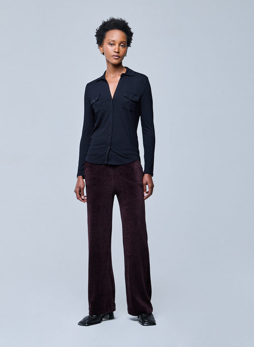 Schwarzes Anna 2-Pocket-Hemd aus Viskose und Elasthan - MAJESTIC FILATURES