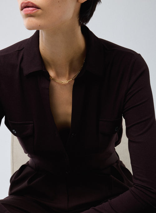 Chemise Aubergine Anna 2 poches en Viscose et Élasthanne - MAJESTIC FILATURES