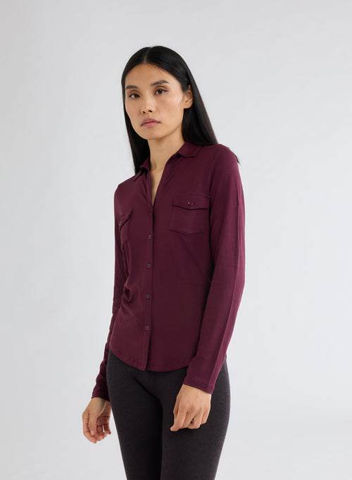 Chemise Violette Manches Longues - MAJESTIC FILATURES