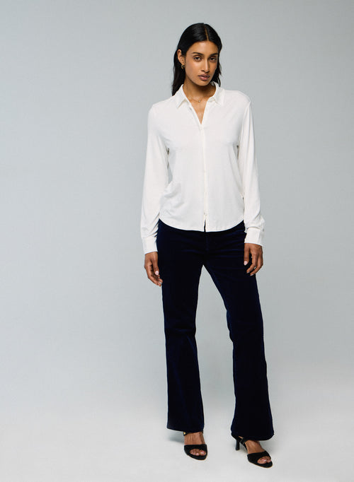 Chemise Blanche Manches Longues en Viscose / Elasthanne - MAJESTIC FILATURES