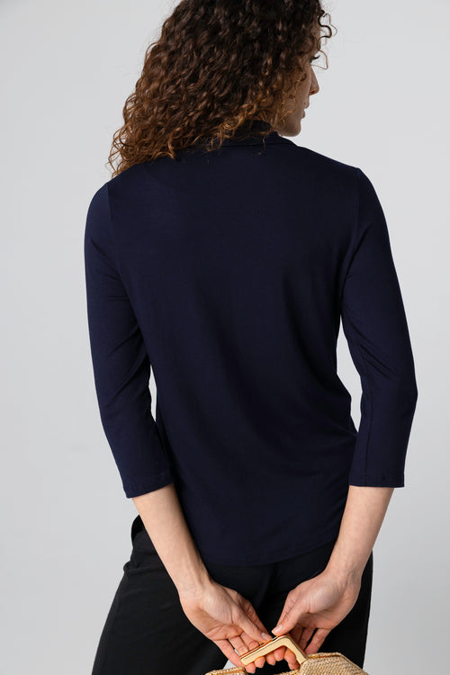 Chemise Marine Manches 3/4 en Viscose / Elasthanne - MAJESTIC FILATURES