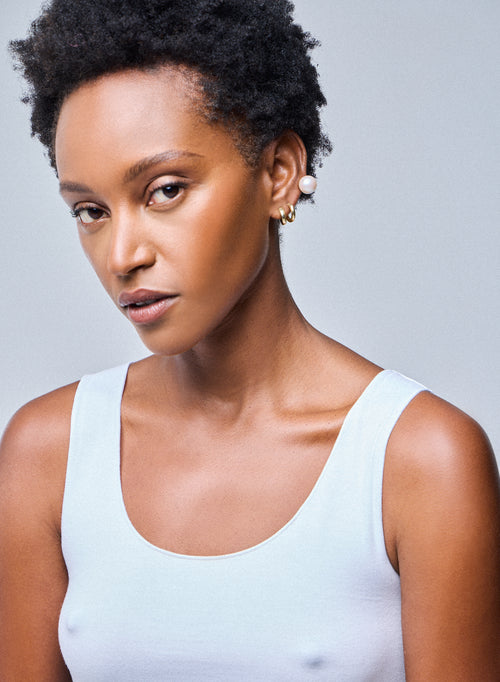 Débardeur Blanc Abby finitions bourdon en Viscose et Élasthanne - MAJESTIC FILATURES