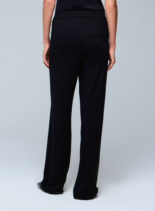 Pantalon Noir à Poches avec Taille Élastique en Viscose et Élasthanne - MAJESTIC FILATURES