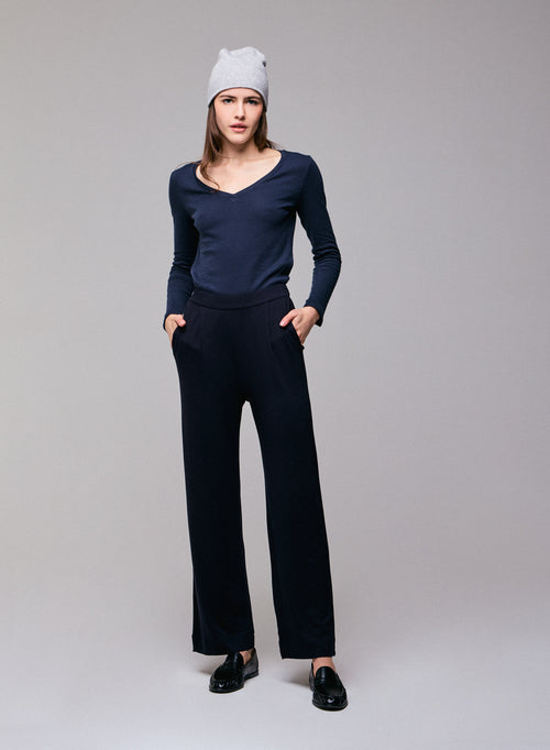 Pantalon Marine en Viscose / Elasthanne - MAJESTIC FILATURES