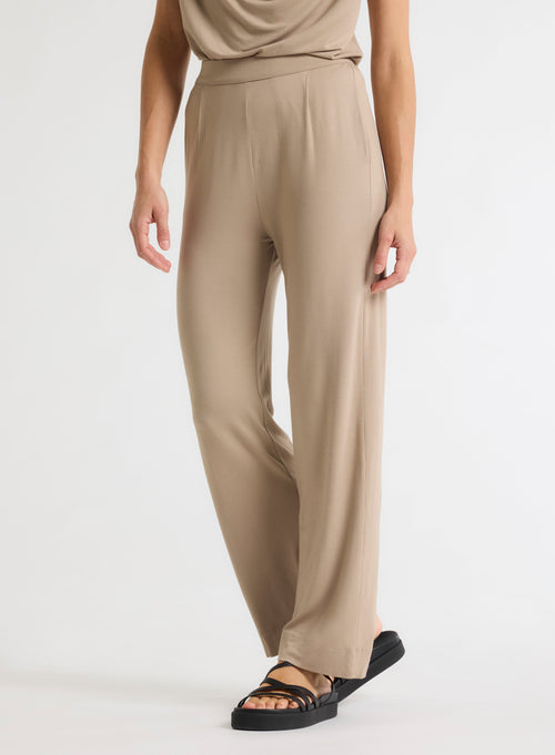 Pantalon Beige en Viscose / Élasthanne - MAJESTIC FILATURES