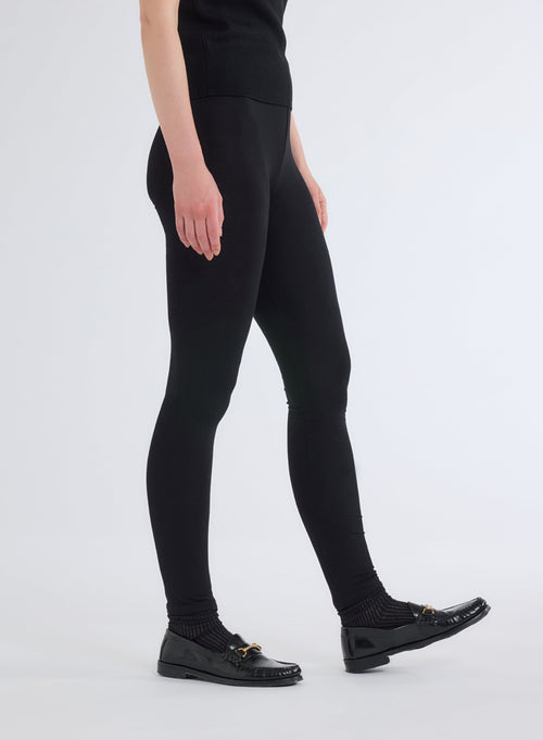 Pantalon Noir en Viscose / Elasthanne - MAJESTIC FILATURES