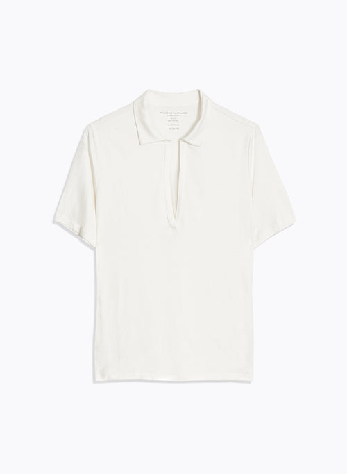 Polo Écru Col Polo Manches Courtes en Viscose / Élasthanne - MAJESTIC FILATURES