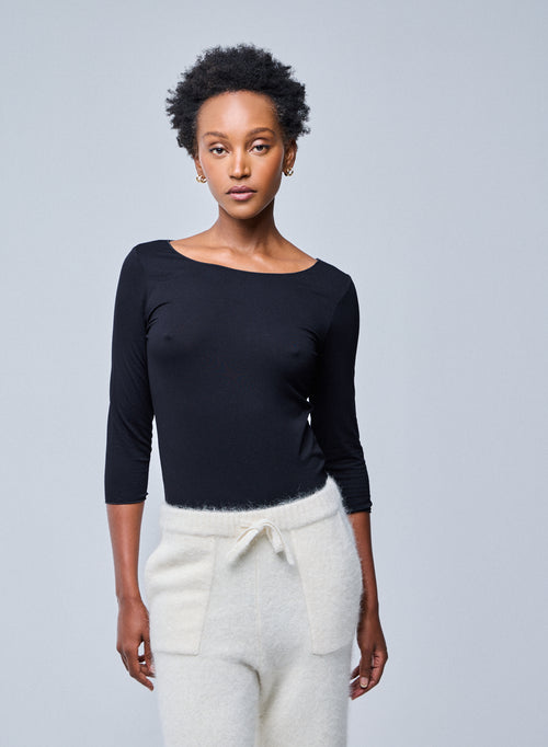 Adèle T-Shirt rundhalsausschnitt aus Viskose / Elastan - MAJESTIC FILATURES