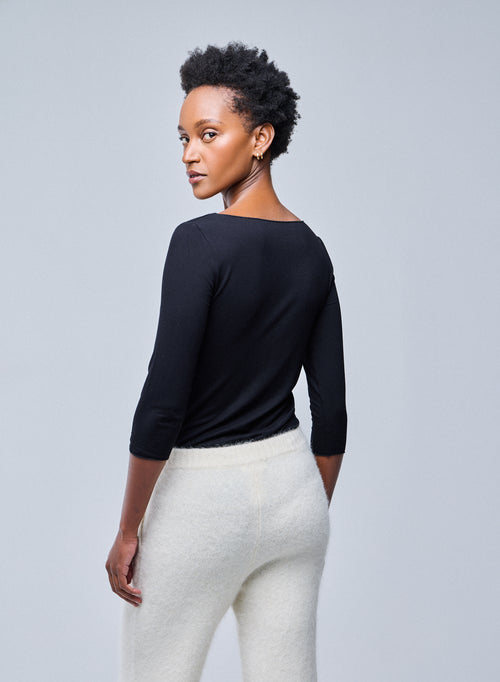 Adèle T-Shirt rundhalsausschnitt aus Viskose / Elastan - MAJESTIC FILATURES